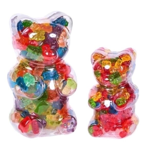 Set of 2 BEAR SHAPED ACRYLIC CANDY BOXES - Picture 1 of 13